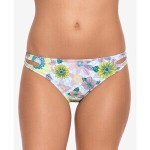 NWT Salt Cove Printed Cut-Out Hipster Bikini Bottom XS Swimsuit Blue Floral